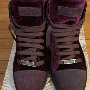 Roberto Cavalli Burgundy Velvet Sneakers